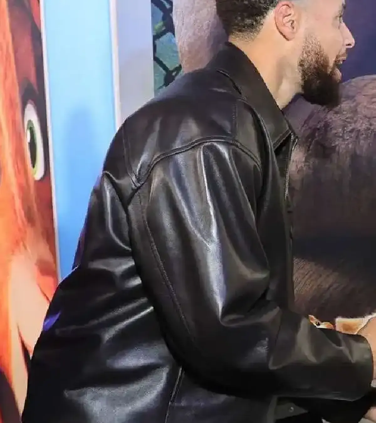 Buy Stephen Curry Goat Movie Premiere 2026 Black Leather Jacket On Sale