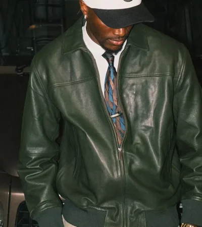 Buy Tammy Abraham 29th Birthday Celebration Green Leather Bomber Jacket On Sale