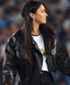 Buy Team Argentina 2026 Antonela Roccuzzo Black Leather Jacket For Sale