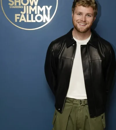 Buy The Tonight Show Starring Jimmy Fallon Alex Warren Black Leather Jacket On Sale