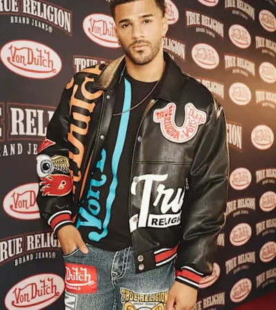 Buy Von Dutch x True Religion Black Leather Bomber Jacket On Sale