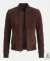 Buy Womens Brown Leather Suede Bomber Jacket