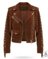 Buy Womens Brown Suede Fringe Biker Jacket