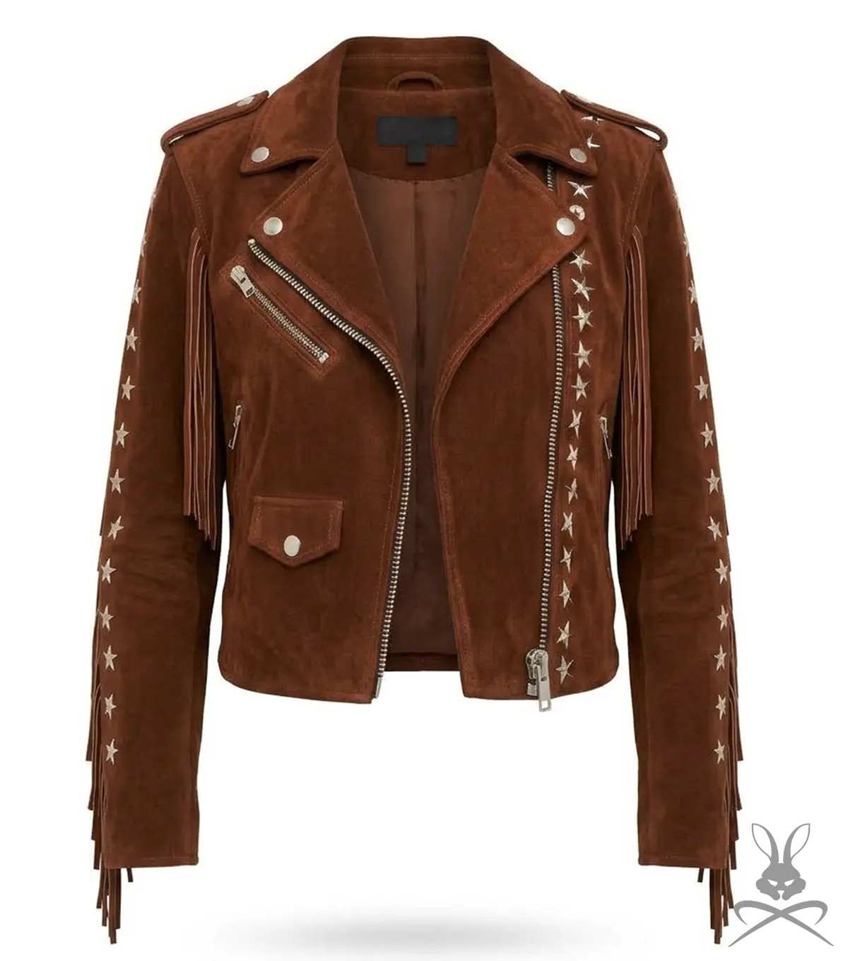 Buy Womens Brown Suede Fringe Biker Jacket