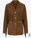 Buy Womens Cognac Suede Leather Western Blazer