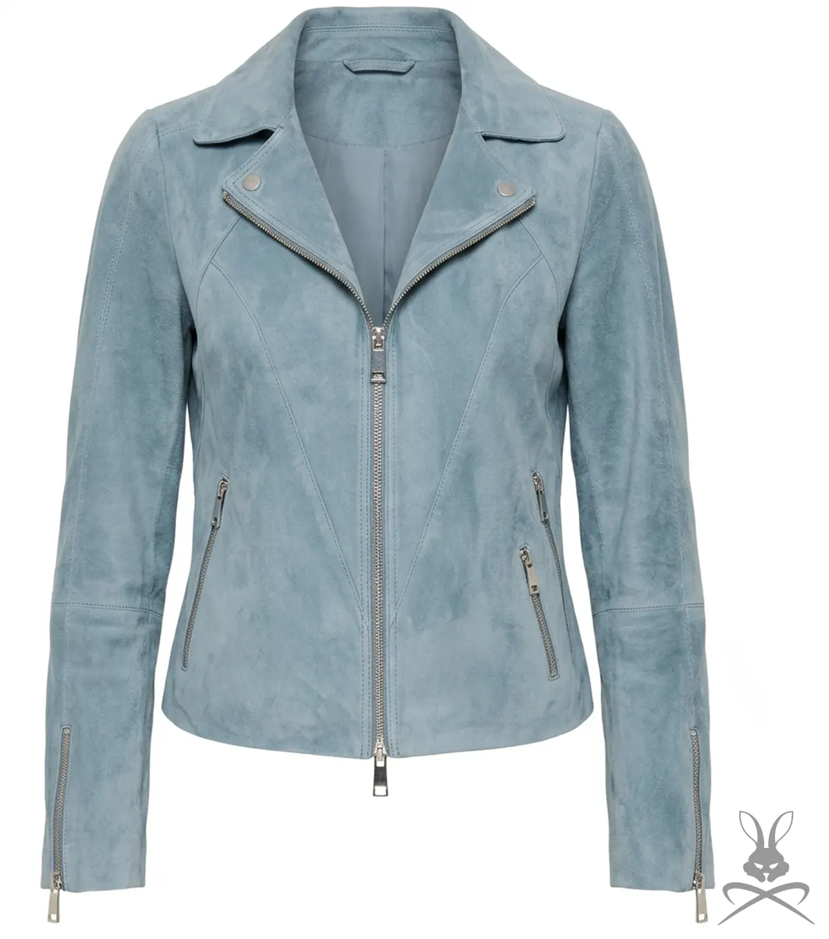 Buy Womens Izzy Capri Blue Suede Moto Jacket