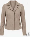 Buy Womens Izzy Grey Taupe Suede Moto Jacket
