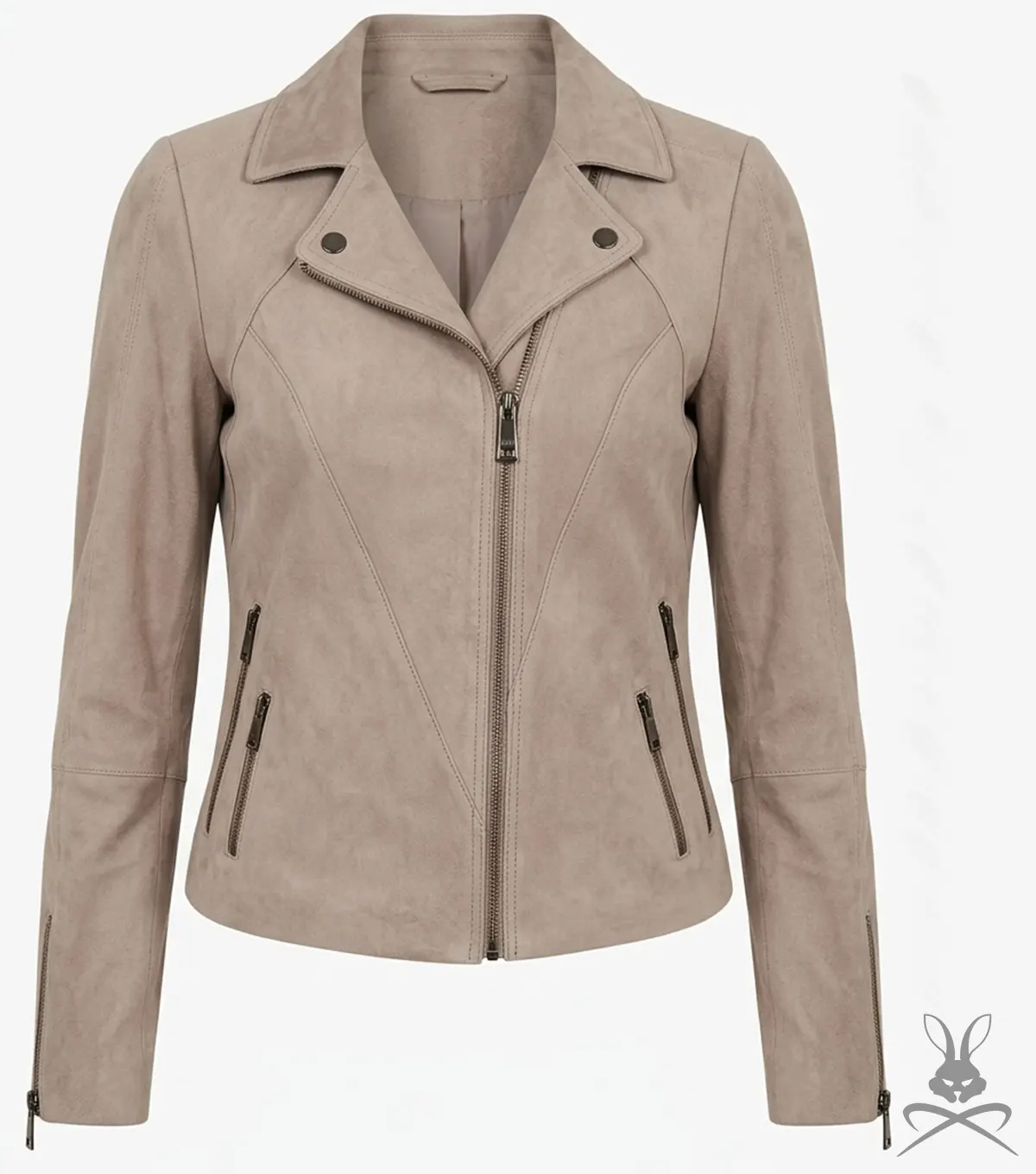 Buy Womens Izzy Grey Taupe Suede Moto Jacket
