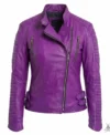 Buy Womens Purple Genuine Leather Brando Jacket