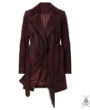 Buy Womens Wynn Burgundy Suede Fringe Leather Coat