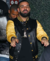 Canadian Rapper Drake Black and Yellow Leather Varsity Jacket Front
