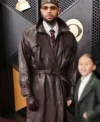 Chris Brown Grammy Awards 2026 Brown Trench Leather Coat