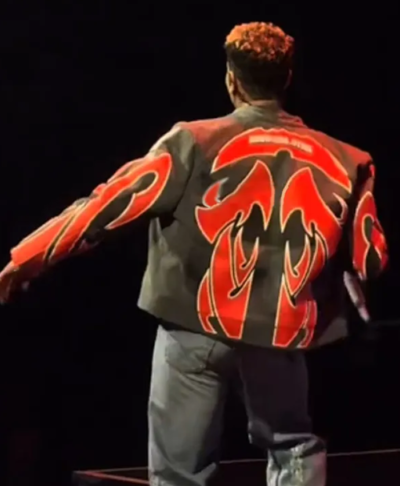 Chris Brown Tycoon Music Festival Singer Leather Jacket Back