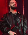 Drake Amici Violente Black Bomber Leather Jacket On Sale