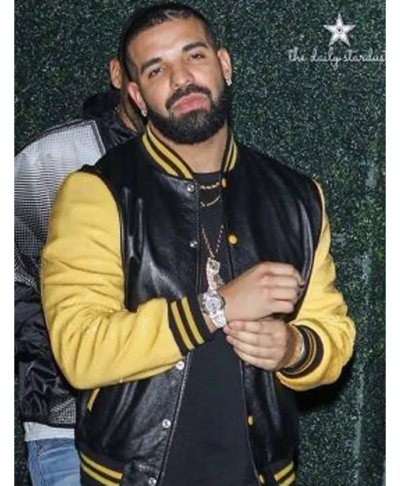 Drake Black and Yellow Varsity Jacket