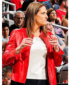 Indiana Fever Basketball Coach Stephanie White Red Leather Jacket Front