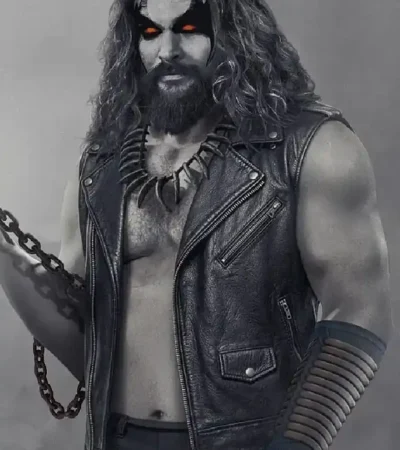 Jason Momoa Supergirl 2026 Lobo Black Biker Leather Vest