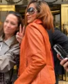 Lara Raj Paris Fashion Week 2026 Orange Leather Jacket On Sale