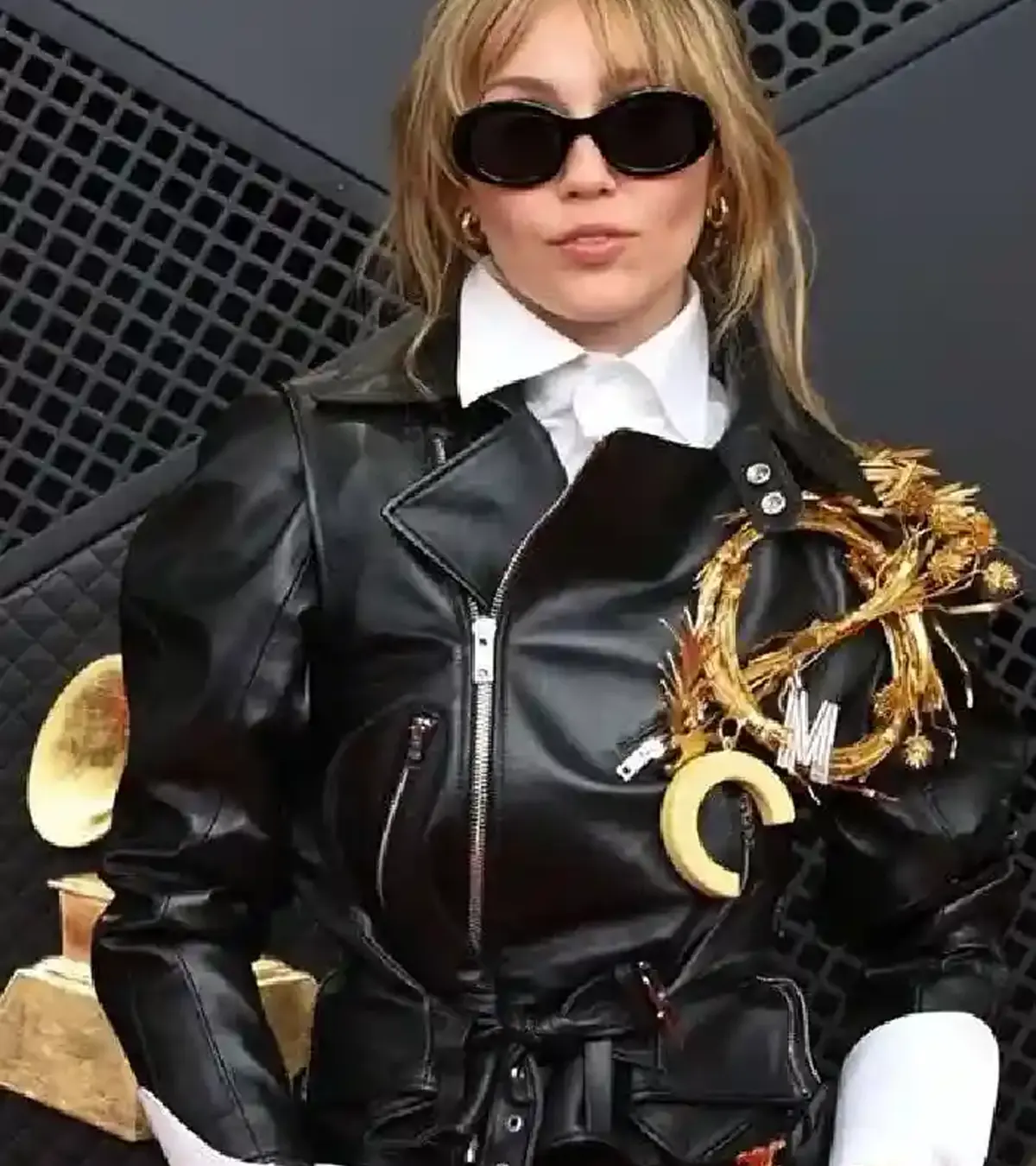 Los Angeles Miley Cyrus Grammy Awards 2026 Black Leather Jacket