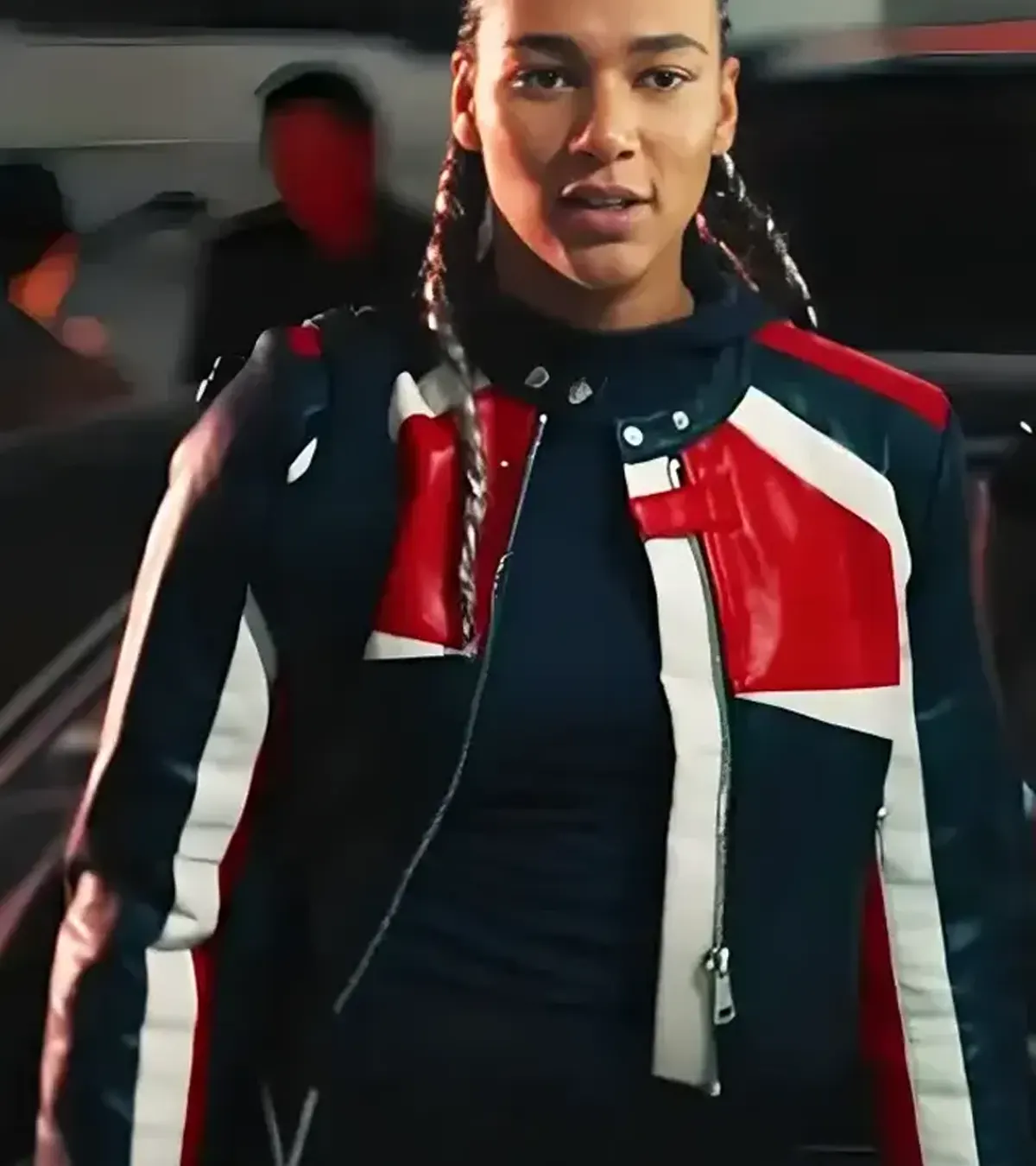 Marie Mouroum Sixty Minutes Red and Black Jacket