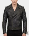 Mens Black Full Studded Real Leather Biker Jacket