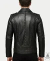 Mens Black Full Studded Real Leather Biker Jacket back