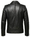 Mens Black Full Studded Real Leather Biker Jacket back view