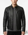 Mens Black Leather Biker Jacket