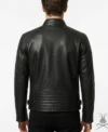 Mens Black Leather Biker Jacket back