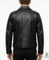 Mens Black Punk Rock Studded Real Leather Biker Jacket back