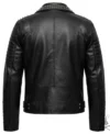 Mens Black Punk Rock Studded Real Leather Biker Jacket back view