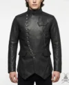 Mens Black Steampunk Real Leather Jacket