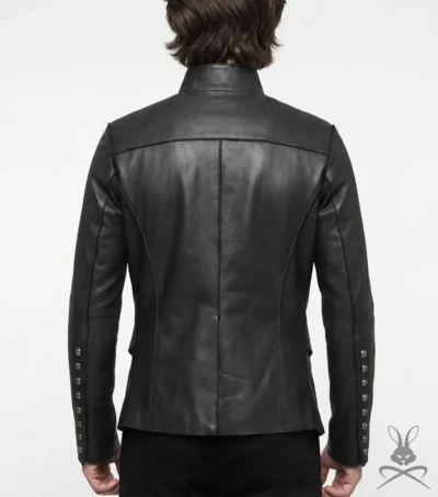 Mens Black Steampunk Real Leather Jacket back