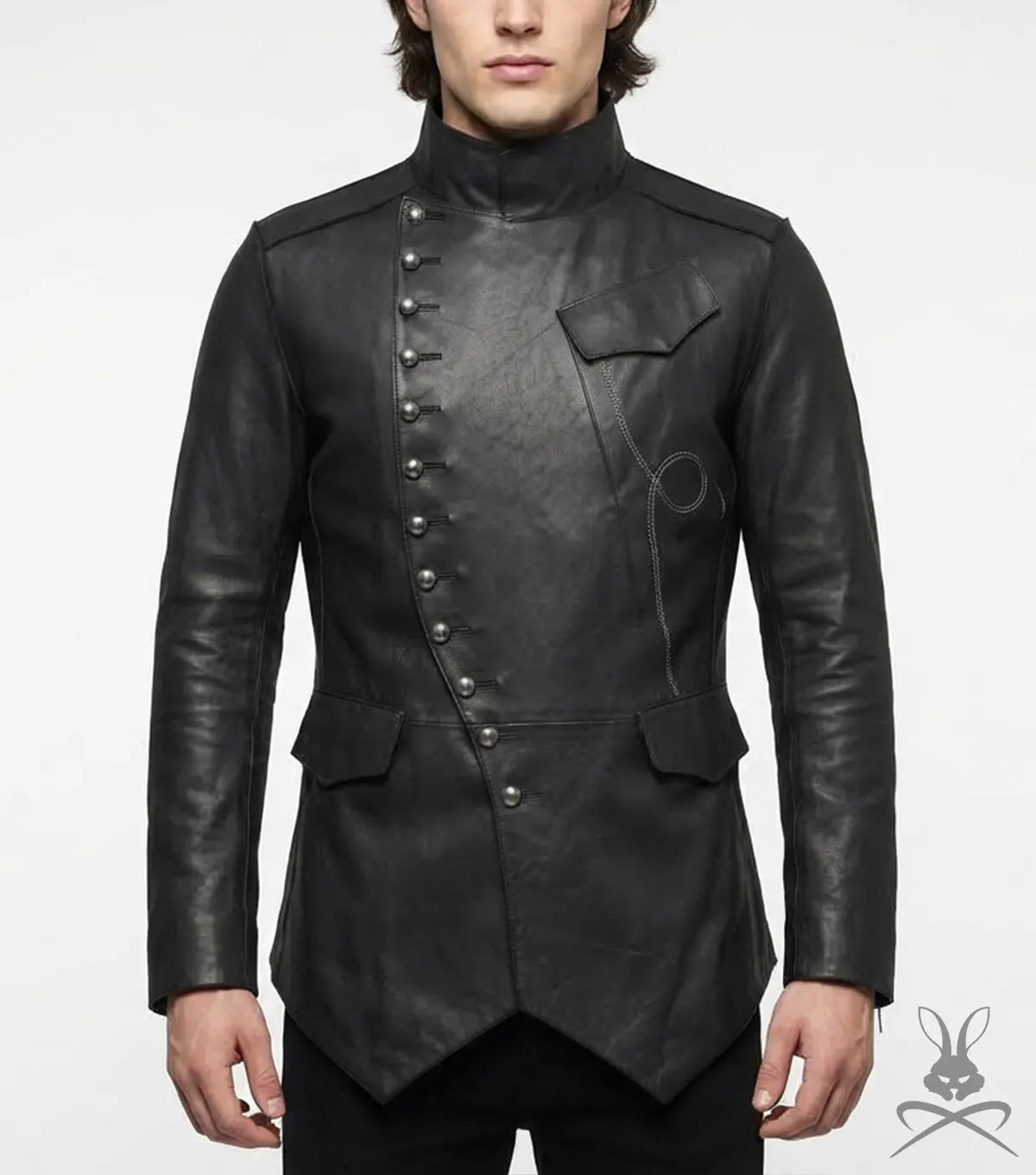 Mens Black Steampunk Real Leather Jacket
