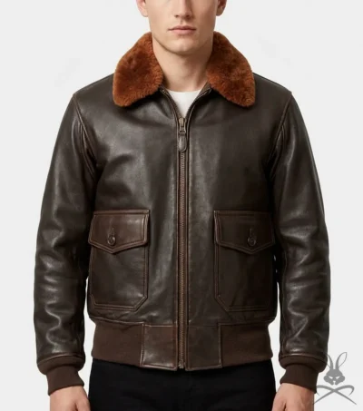 Mens Brown G1 US Navy Real Leather Flight Bomber Jacket