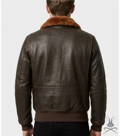 Mens Brown G1 US Navy Real Leather Flight Bomber Jacket back