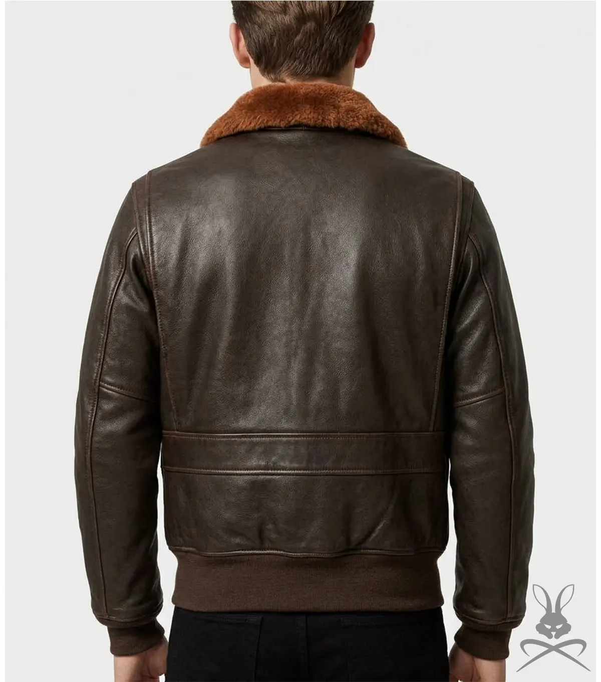 Mens Brown G1 US Navy Real Leather Flight Bomber Jacket back
