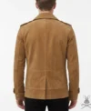 Mens Brown Suede Double-Breasted Pea Coat back