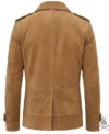 Mens Brown Suede Double-Breasted Pea Coat back view