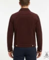 Mens Burgundy Suede Trucker Leather Jacket back