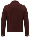 Mens Burgundy Suede Trucker Leather Jacket back view