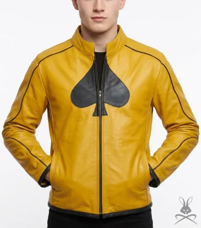 Mens Classy Dijon Yellow Real Leather Jacket