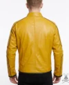 Mens Classy Dijon Yellow Real Leather Jacket back