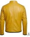 Mens Classy Dijon Yellow Real Leather Jacket back view