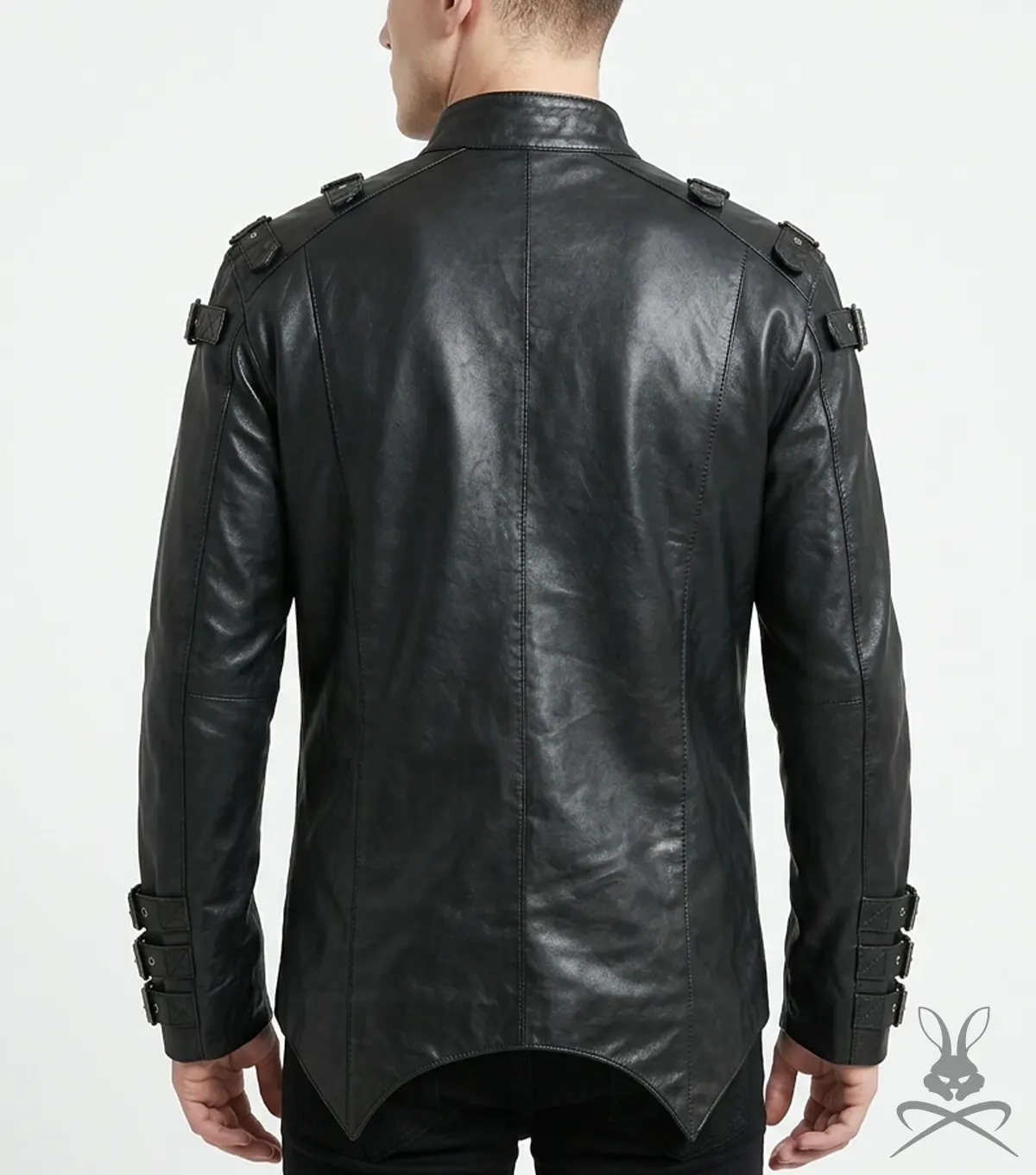 Mens Halloween Black Leather Jacket back