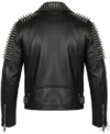 Mens Lambert Black Studded Spiked Leather Biker Jacket back view