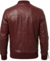 Mens Maroon Red Real Leather Jacket with Elastic Bottom back view