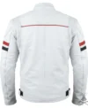 Mens White Genuine Leather Motorcycle Jacket back view