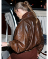 New York City Taylor Swift Distressed Brown Leather Jacket Back