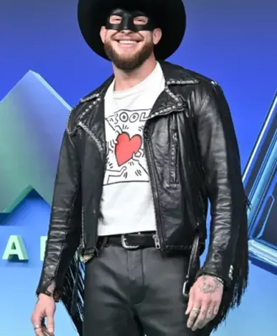 Orville Peck MTV Awards Show 2026 Fringe Style Black Leather Jacket Right